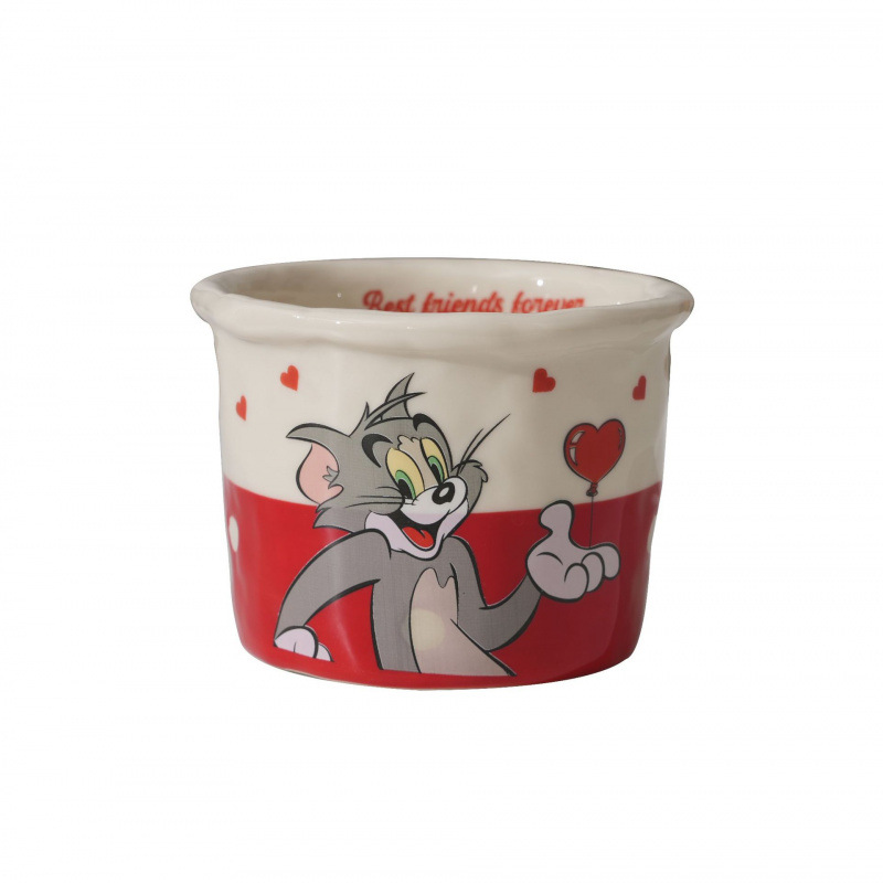 Gato y ratón dibujos animados lindo tazón y platos combinación casera de alta cara cubierta de platos de fiesta caja de regalo
