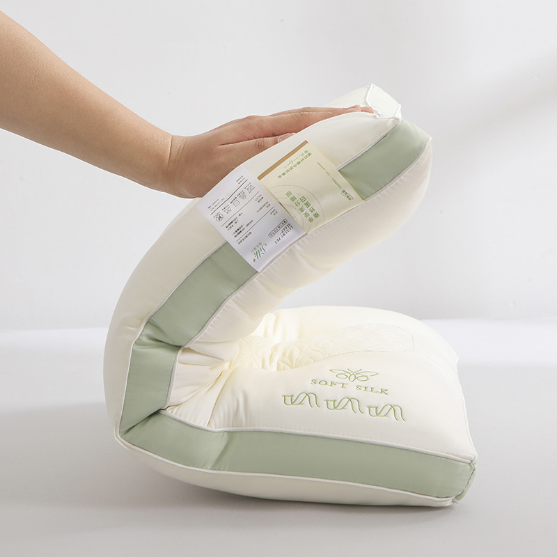Almohada de proteína de seda respetuosa con la piel almohada de protección del cuello de alto soporte núcleo súper suave almohada de protección de la columna cervical tridimensional