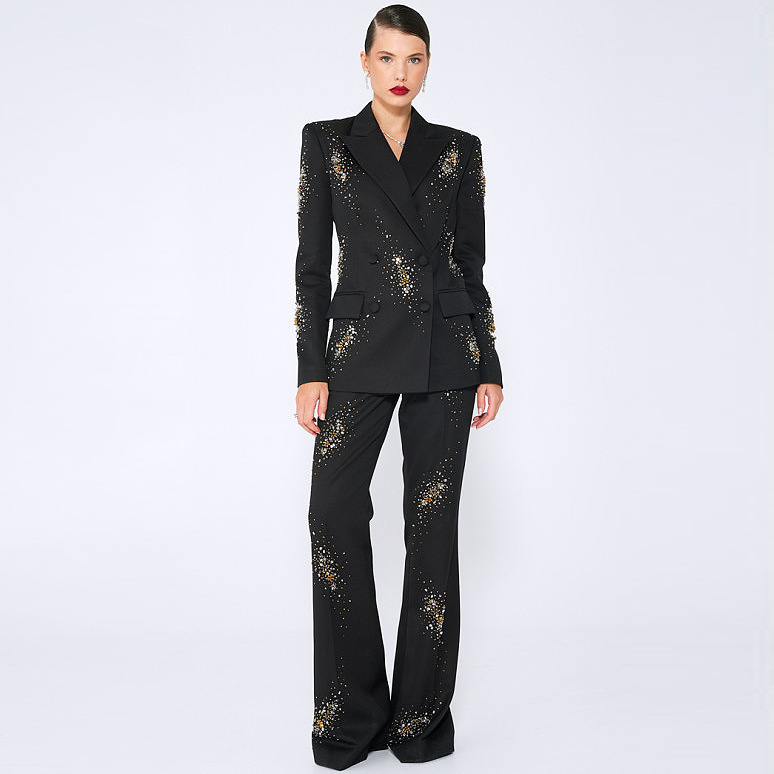 GraceChic In Stock 2025 European American Celebrity Fashion New Heavy Beading Rhinestone Blazer And Pants Two-Piece Set_voghion.com