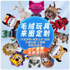 毛绒玩具定制公仔玩偶服来图挂件钥匙扣抱枕图片布娃娃吉祥物定做