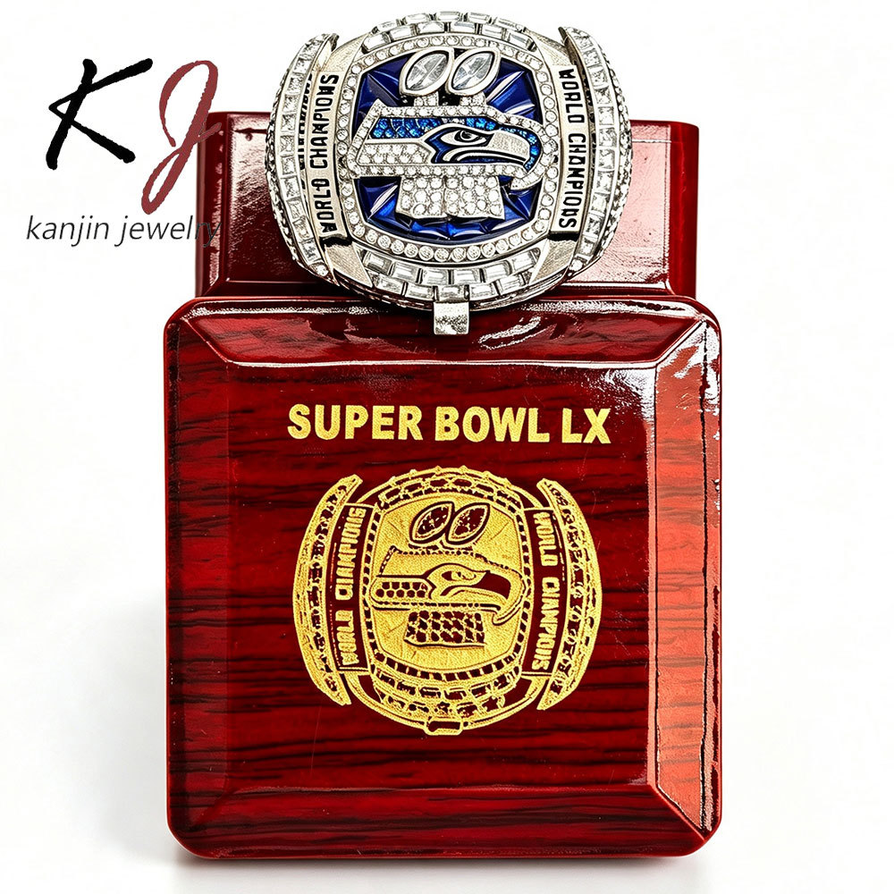官方版2026西雅图海鹰队冠军戒指弹跳设计NFL橄榄球纪念戒