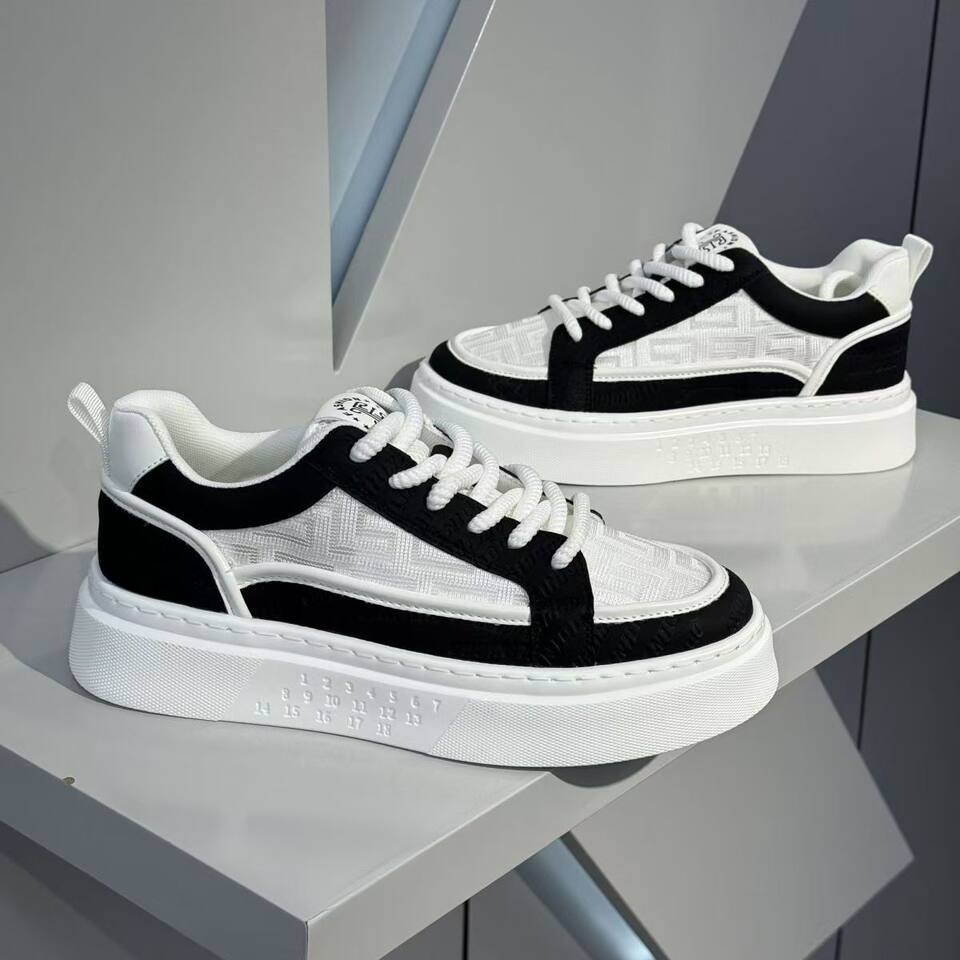 Giày sneaker nam cổ thấp thoáng khí đế dày tăng chiều cao, phong cách Hàn Quốc — 3308 Màu xanh lá cây, 3308 màu trắng chi tiết 4