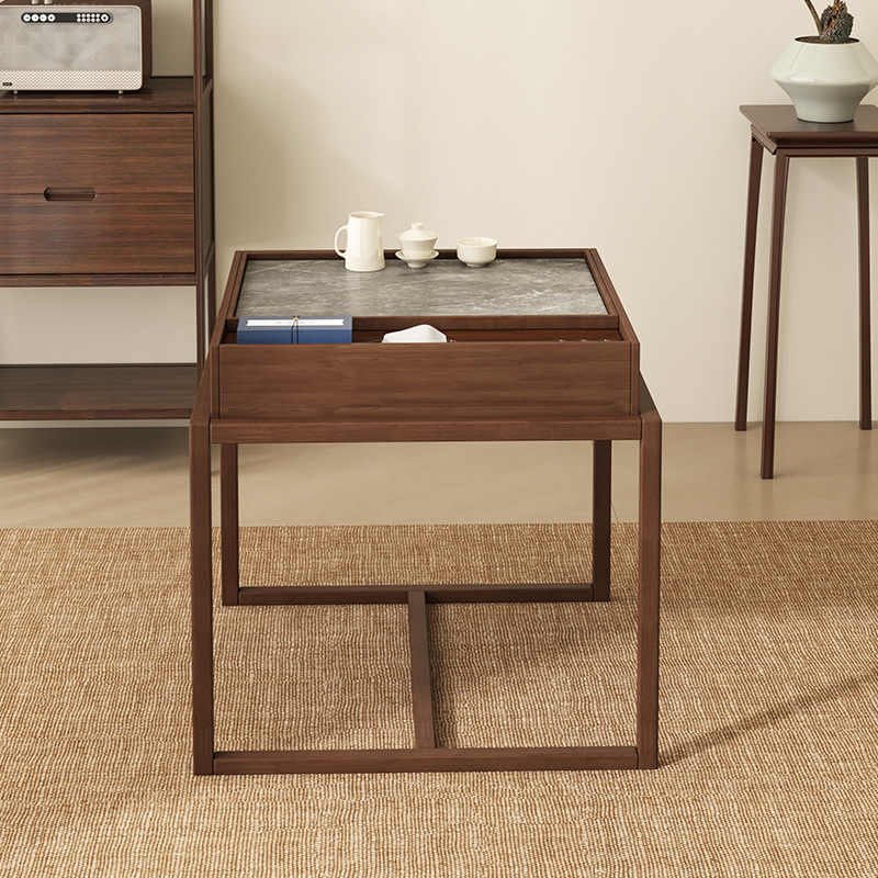Mesa de té de madera sólida del balcón, nueva mesa cuadrada china, mesa casera simple, mesa de té cuadrada Zen casual