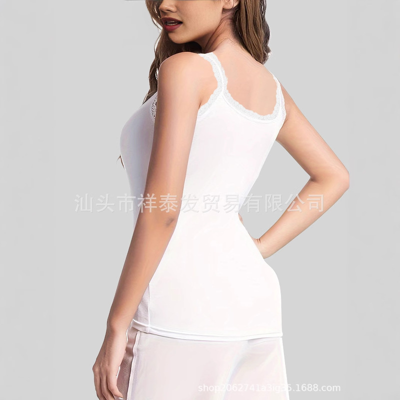 Cross-Border Versatile Lace-Trimmed Camisole for Women, Ribbed Cotton Short Outerwear, Slim-Fit Base Camisole, Camisole Tank Top Cross-Border Versatile Lace-Trimmed Camisole for Women, Ribbed Cotton Short Outerwear, Slim-Fit Base Camisole, Camisole Tank Top