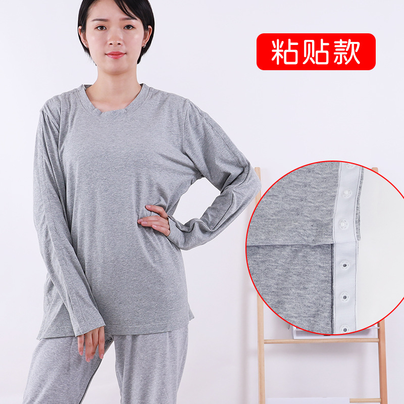 Fácil de usar y quitarse la bata de hospital fractura infusión postoperatoria conveniente inyección tardía ropa de enfermería completamente abierta camiseta primavera