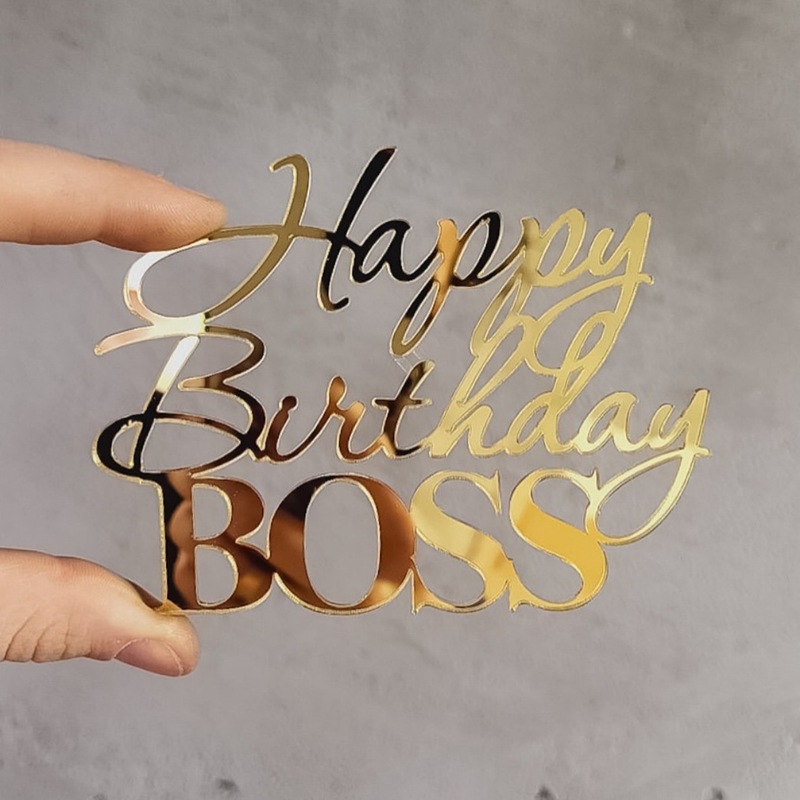 跨境ins风老板生日快乐蛋糕装饰插件男士生日亚克力蛋糕装饰插件|undefined