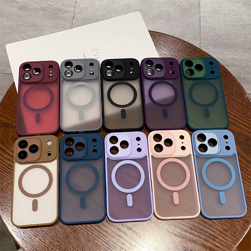 La piel de la escudo esmerila succión magnética para Apple 17PRO caso de teléfono celular iPhone 16 / 15 lente película protector a prueba de caídas