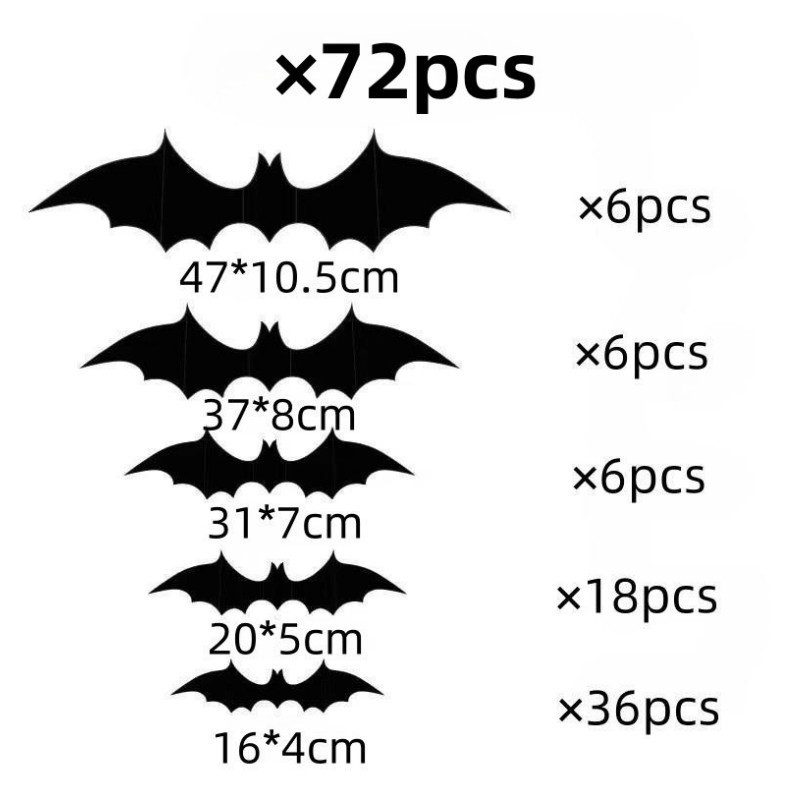 Transfronterizos Halloween PVC Bat Stick Set Black Bat Stick Wall Glass Stick Halloween Party Decoration Bat