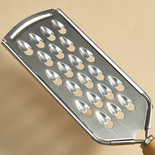 Wooden handle smiley face grater with engraved LOGO household cucumber radish stainless steel grater potato shredder