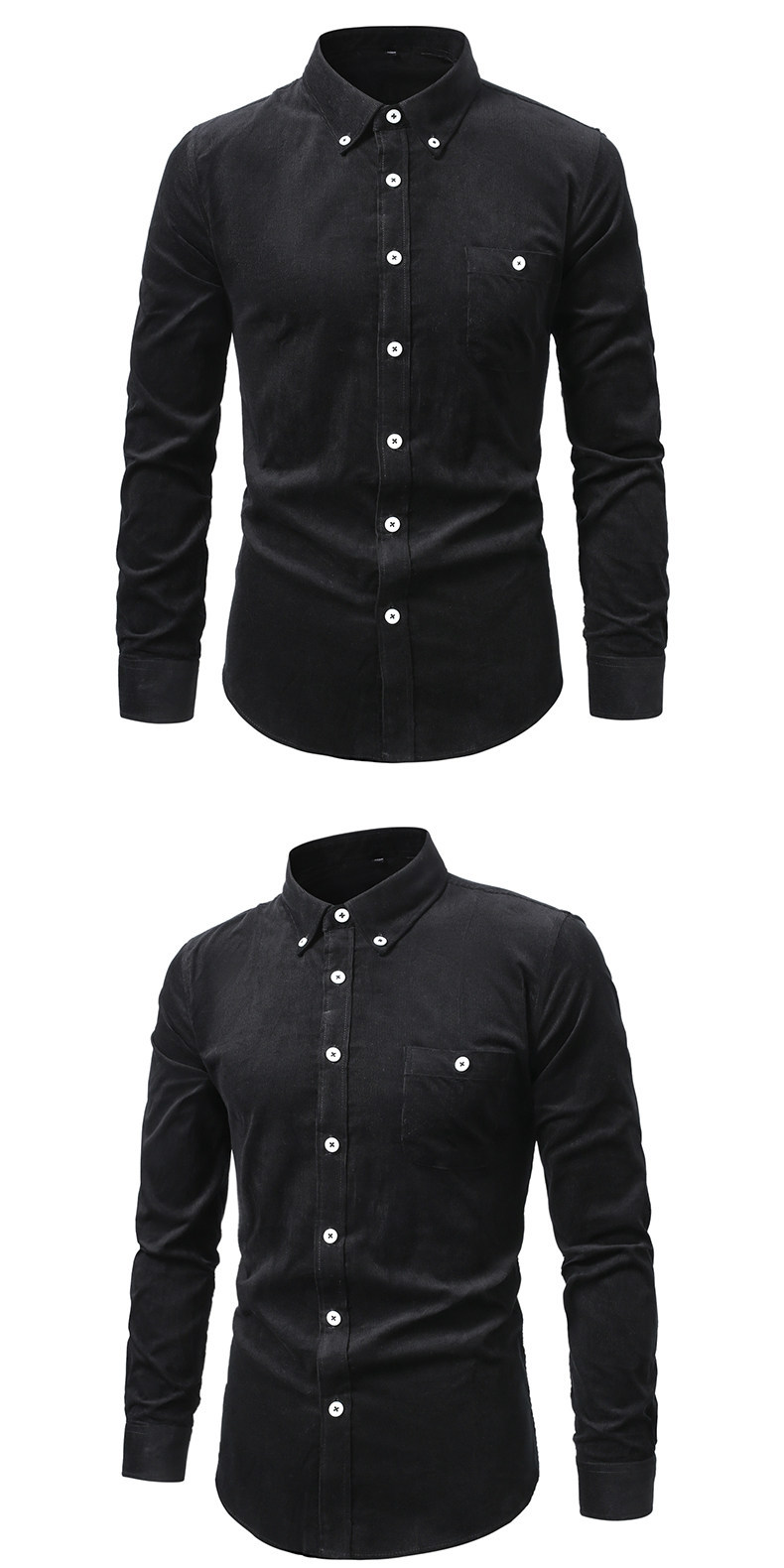 Men's Solid Color Corduroy Long-sleeve Shirt Jacket With Pockets_voghion.com