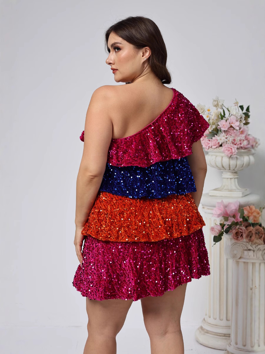 Vestido de talla grande vestido de fiesta de lentejuelas vestido de princesa vestido corto de cumpleaños 2025 vestido