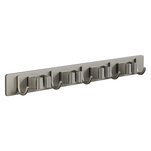 Gun gray mop wall-mounted clip stainless steel hook punch-free bathroom storage artifact multi-functional broom holder