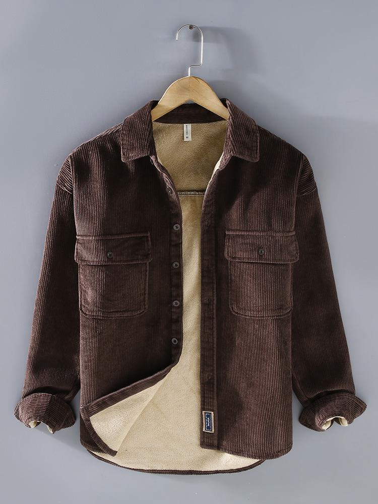 Chaqueta informal cálida y gruesa con forro polar estilo vintage para hombres jóvenes, nueva colección otoño-invierno G151