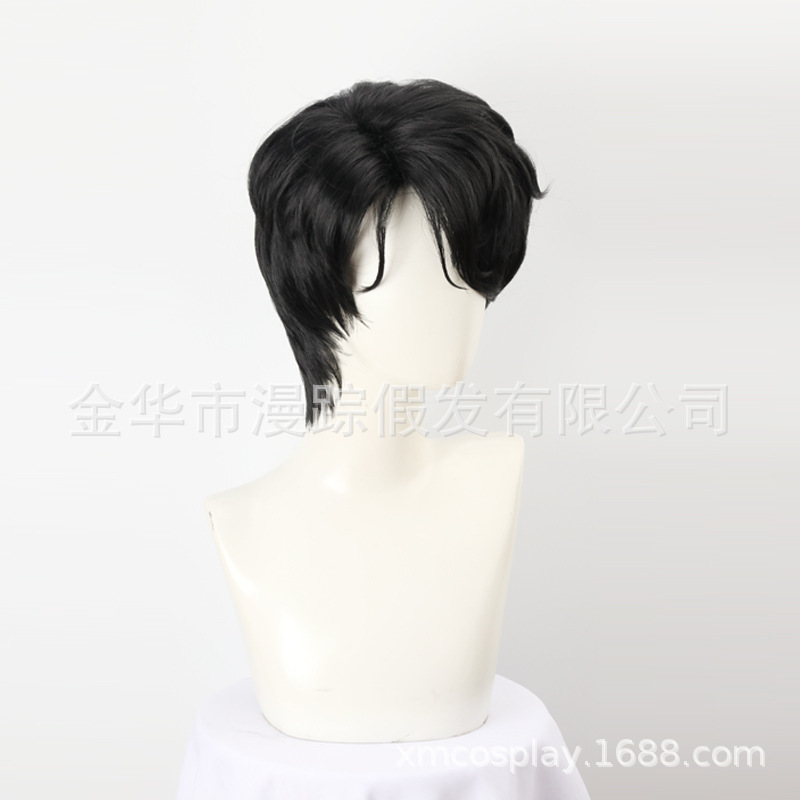 Skpop猎魔女团cosplay假发Jinu秦宇打毛款沙加男孩黑色短发动漫|undefined