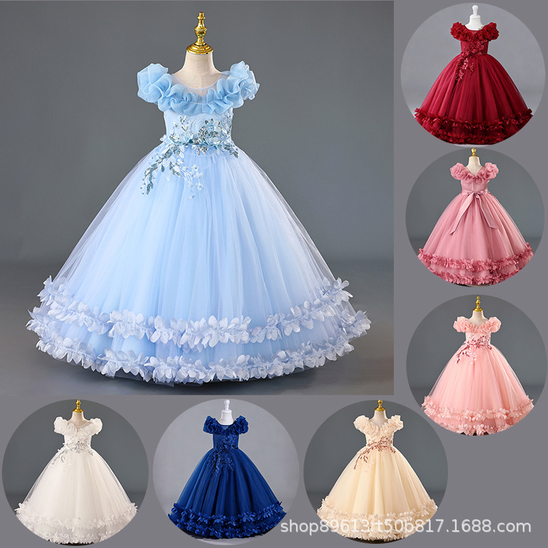 Niñas lujosas vestidos de fiesta sin mangas vestidos de novia para niños grandes vestidos de princesa para niñas nuevas faldas europeas y americanas al por mayor transfronterizas