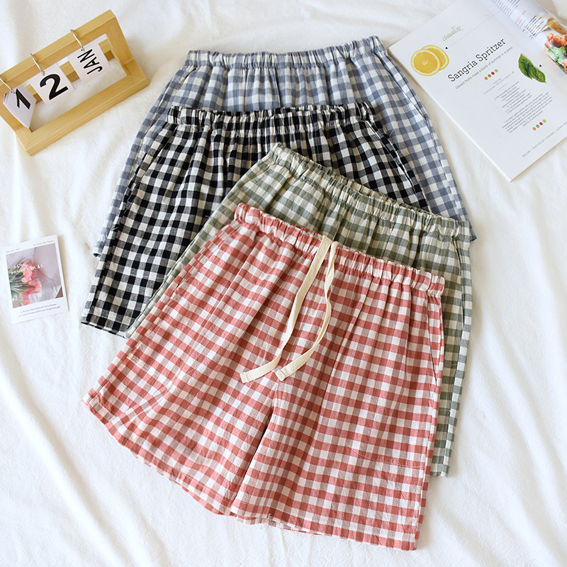 Summer New Style Washed Cotton Small Couple Shorts Simple Style Casual Breathable Home Pants Large Size Thin Pajama Pants