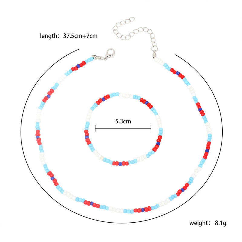 9g Weight Necklace Classification Wedding, Travel Occasion Women'S Gender Ethnic Clashing Color Beaded Necklace Bracelet Combination Wholesale Nihaojewelry 无