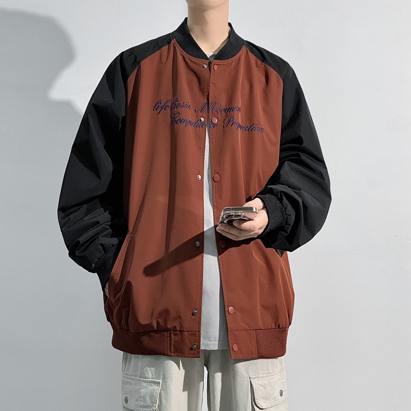 Chaqueta para hombres primavera y otoño estilo coreano de moda casual para hombres simple ropa de cuello vertical ropa de vestir para hombres chaqueta de béisbol a prueba de viento