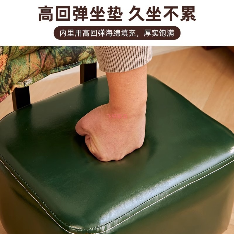 家用凳子万向轮中古风旋转靠背凳子客厅滑轮凳轻奢矮凳滑轮换鞋凳|undefined