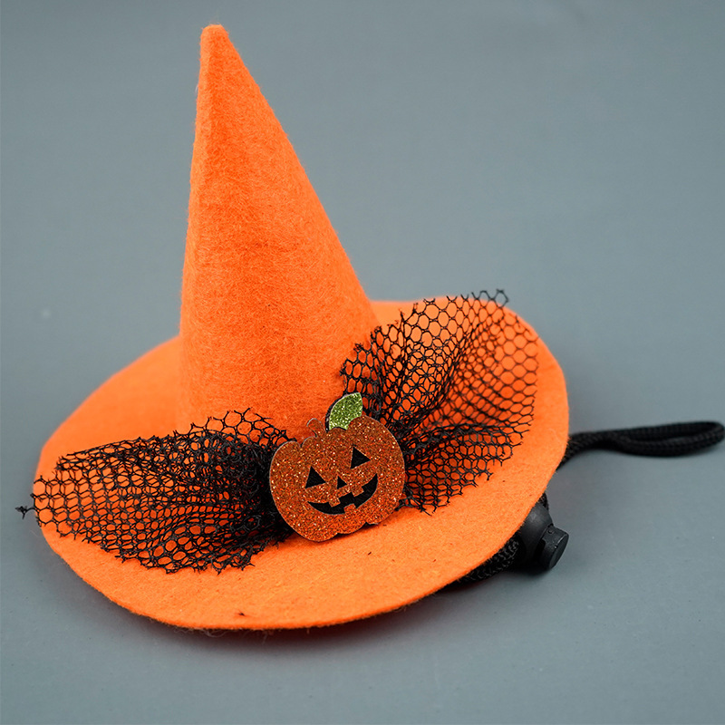 Sombrero transfronterizo de bruja para mascotas de Halloween, tela no tejida, creativo y novedoso sombrero para perros, sombrero decorativo para mascotas de Halloween