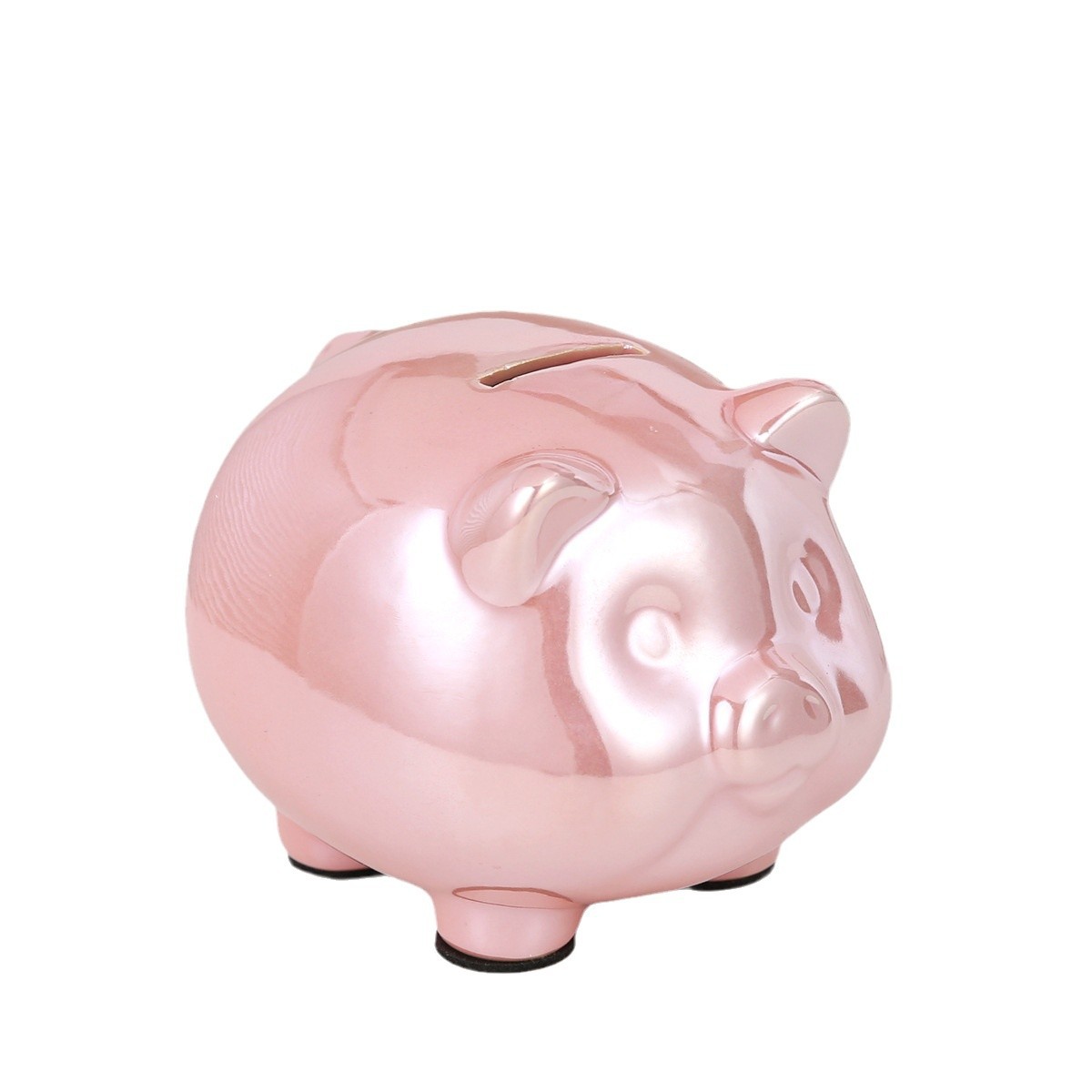 Creativo simple electrodeposición cerámico ahorrador de dinero regalo cerdo dorado decoración de la sala de estar juguetes lindos para niños de alto valor facial
