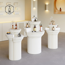 十八纸商用三阶圆柱展架美容院样品陈列展示台超市产品展会置物架