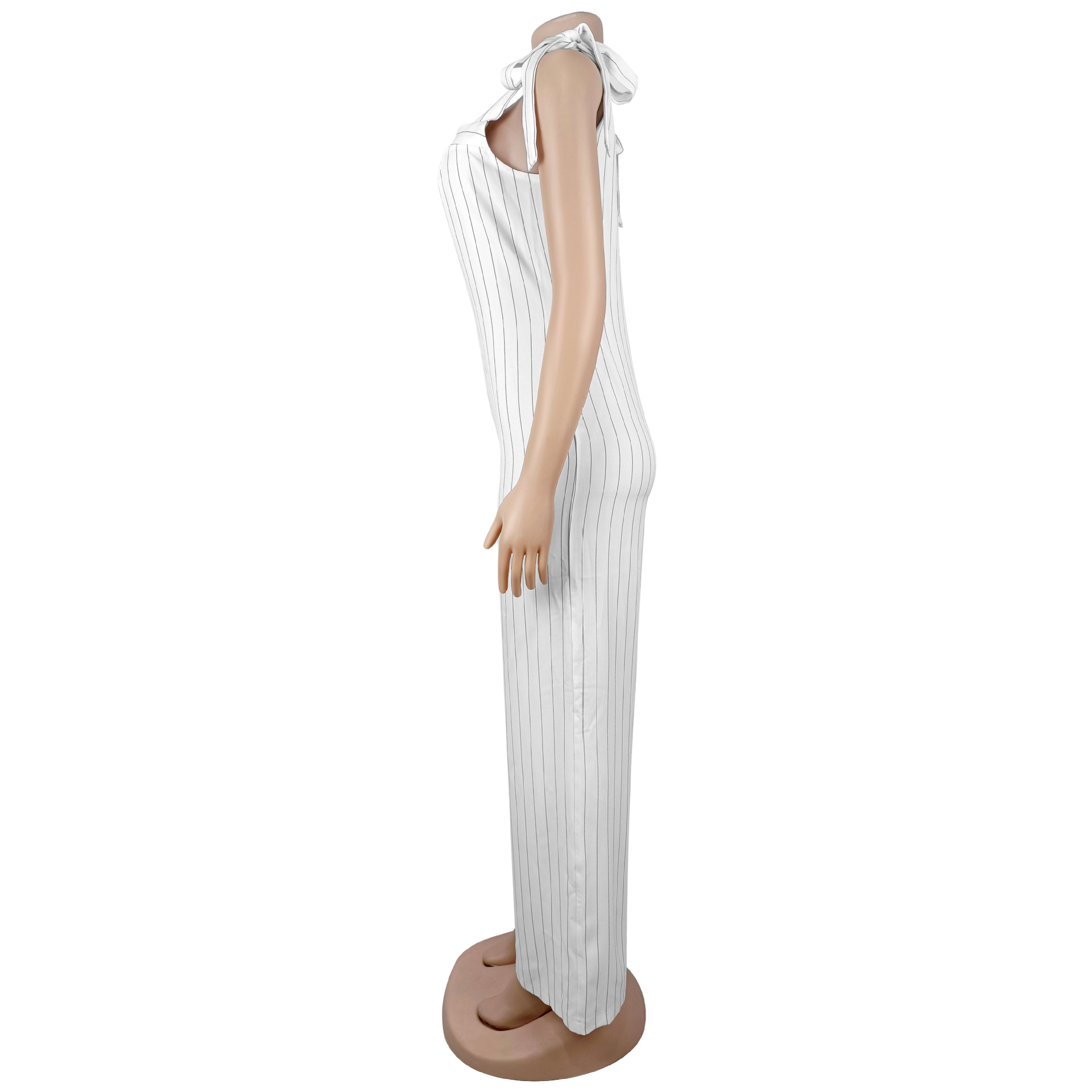 C7698 Cross-Border European And American Women's Casual Striped Strap Wide-Leg Fashion Jumpsuit_ecoleips.com