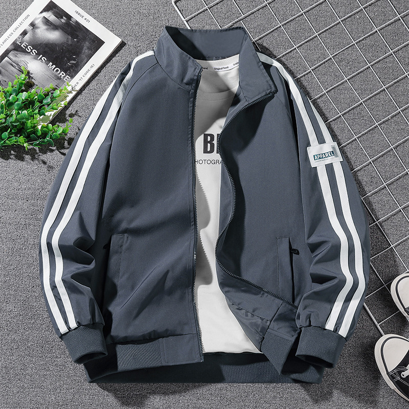 Herrenoberbekleidung Frühling und Herbst 2024 neuer Trend Workwear Jacke Stehkragen lässiges Herrenoberteil_voghion.com