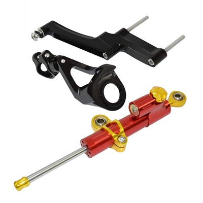 Motorcycle frame: ruler direction damper steering - black-bracket-red-rod-gold
