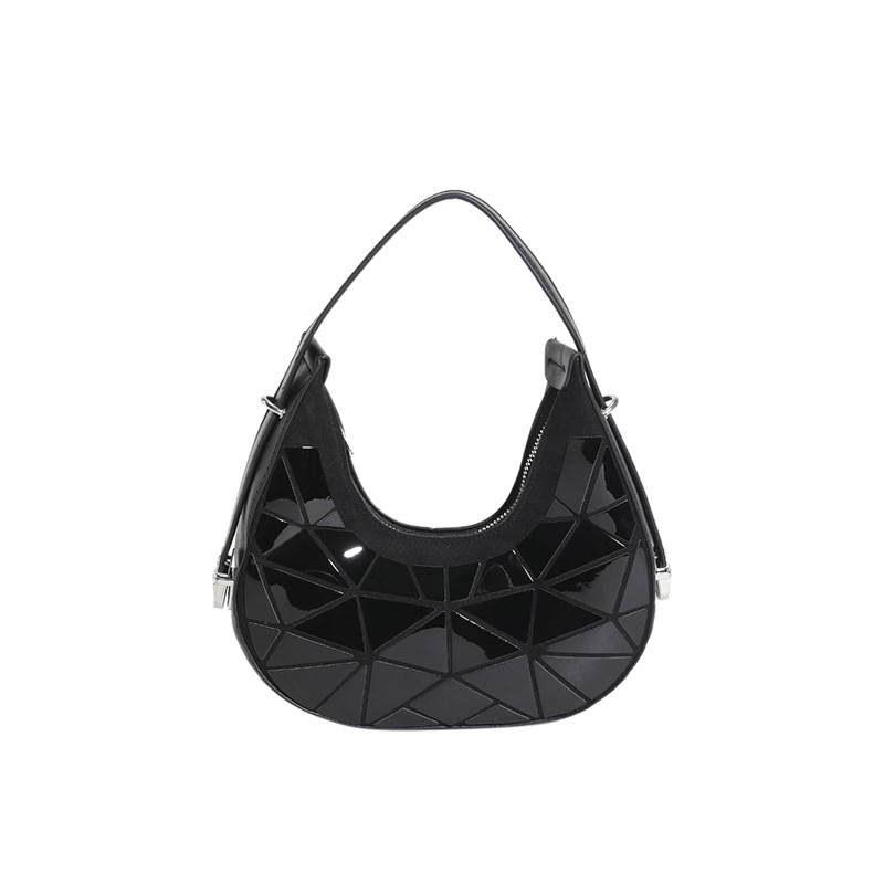 Luz de lujo Rhombus reflexivo bolso femenino ins colorido luminoso femenino axila Bolsa De alto sentido francés bolsa de la Media Luna Internet celebridad