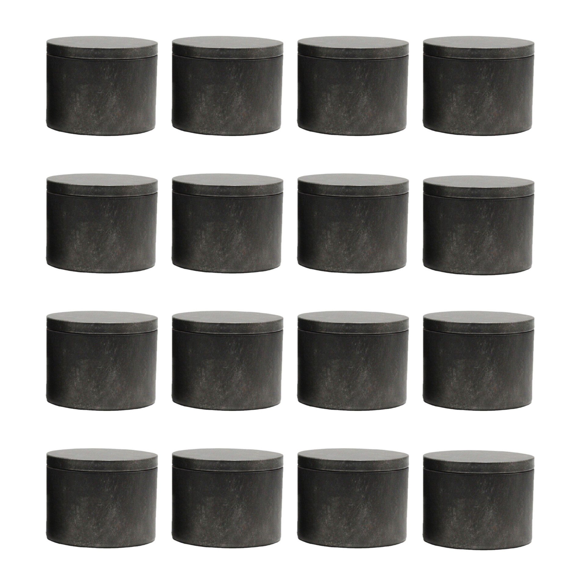 现货零售24个装复古黑小圆密封铁盒4和8盎司蜡烛铁罐食品级储藏盒