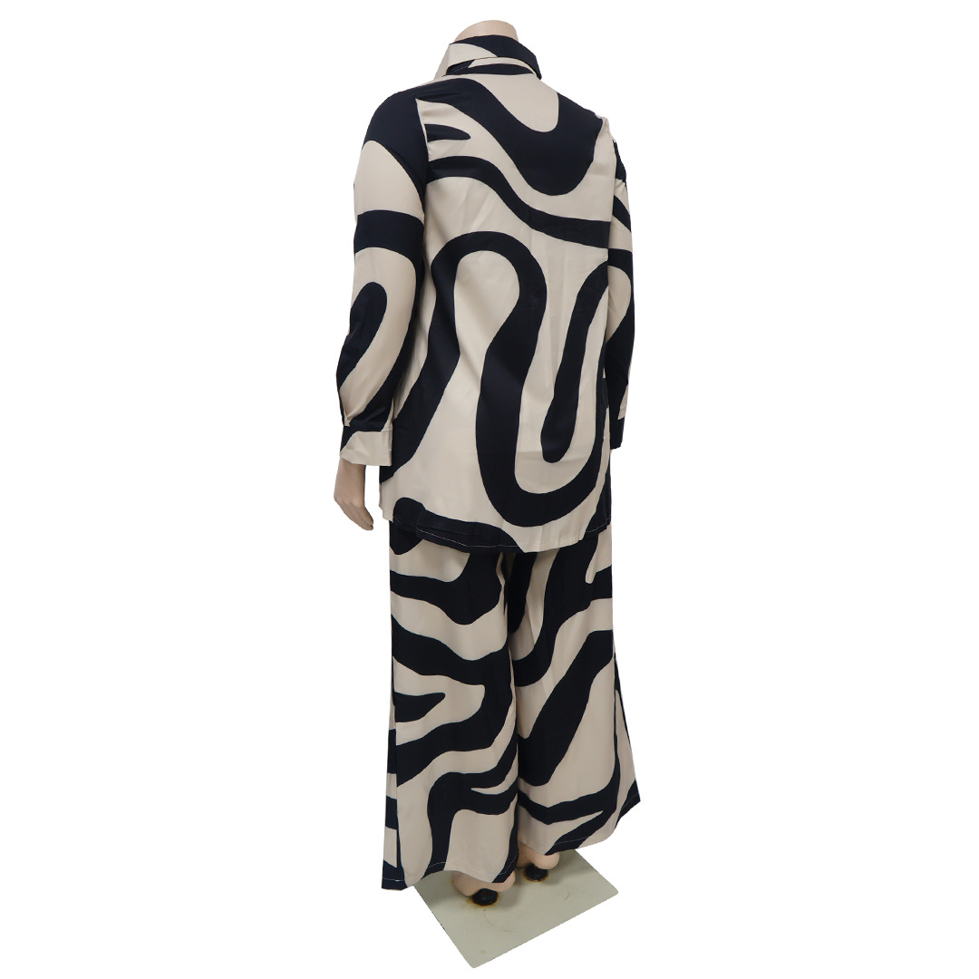 2 Pieces Set Quantity Daily Women's Elegant Printing Spandex Polyester Printing Pant Co-ord Set Plus Size Two-piece Sets