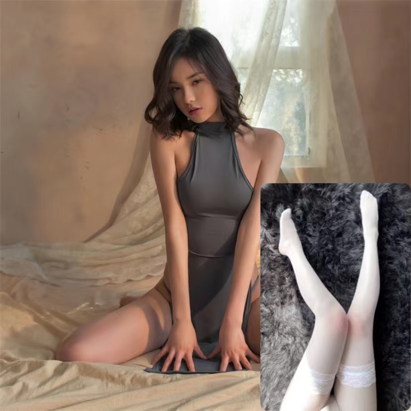 Nueva lencería sexy de alta hendidura vestido largo cheongsam pijamas de las mujeres caliente uniforme backless tentación entrega de una sola pieza