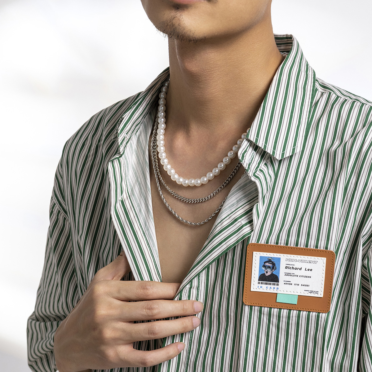 Fashion Geometric Imitation Pearl Iron Plating Menu0027S Layered Necklaces