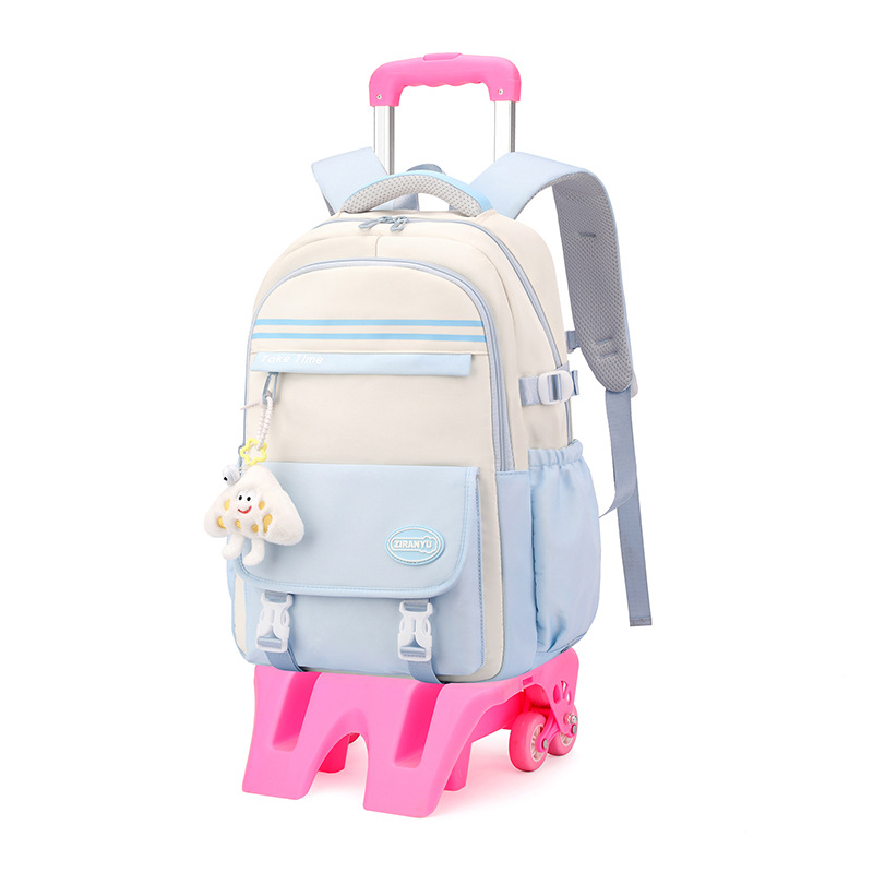 Pescado natural estilo coreano estudiantes de grado 3 - 6 bolsas escolares de varilla de tracción, bolsas escolares de moda ligeras de gran capacidad de estudiantes de secundaria