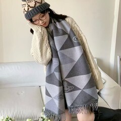 土星太后仿羊绒冬新款时尚格子围巾女围脖欧美中长款保暖空调披肩