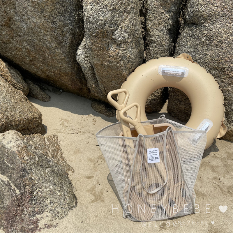 韩国ins沙滩包儿童玩具收纳袋轻便大容量旅行海边手提网纱游泳包