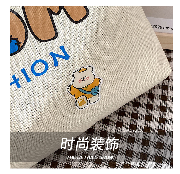 2021 Summer Japanese-style simple canvas bag, student backpack, single-shoulder handbag for going out, cartoon badge cotton bag undefined