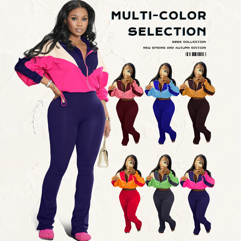 3073 European and American Velvet Suit Color-Blocked Zipper Cardigan Tights Sports Suit Aliexpress Amazon Supply 3073 European and American Velvet Suit Color-Blocked Zipper Cardigan Tights Sports Suit Aliexpress Amazon Supply