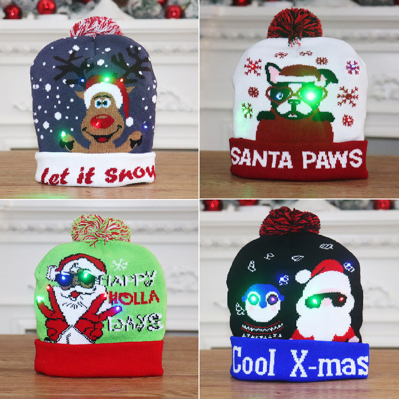 New models with light Christmas hat Adult children colorful light…