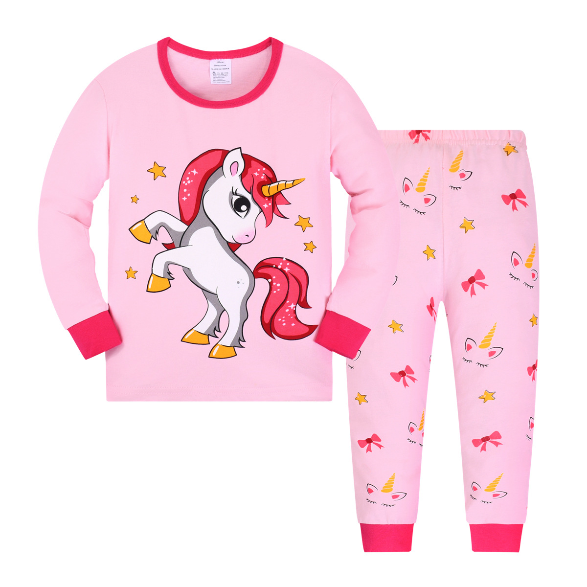 Pijamas de Niños de estilo europeo y americano pijamas de algodón de dos piezas para niñas unicornio homewear Amazon Kids Pijamas