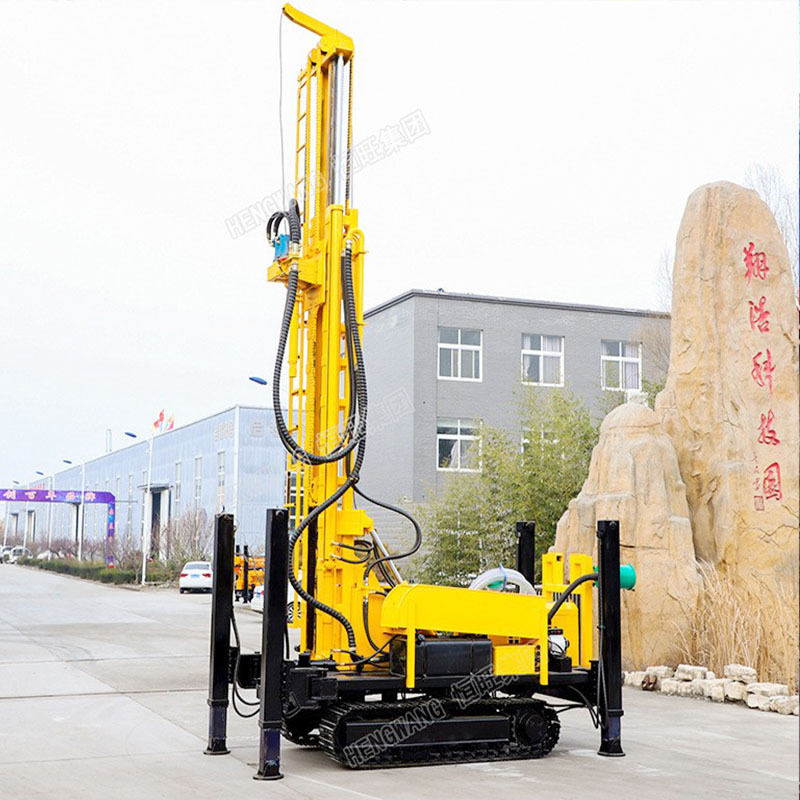 恒旺履带气动水井钻机300米气动打井机全液压水气两用钻井设备
