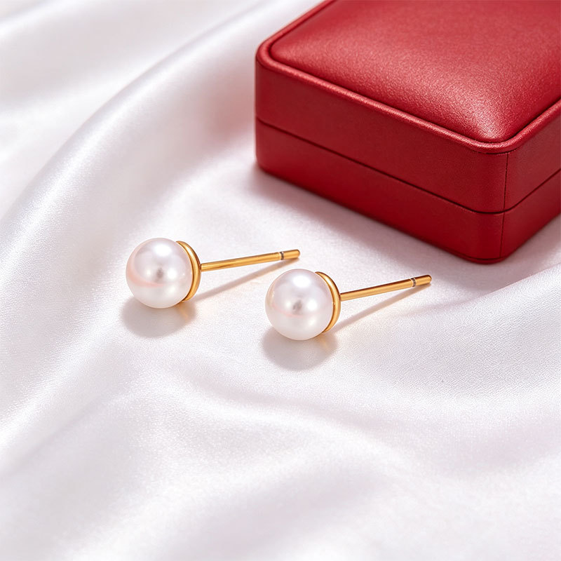 Pendientes de Perla Sintética de Aleación de Cobre con Diseño Geométrico para Mujer