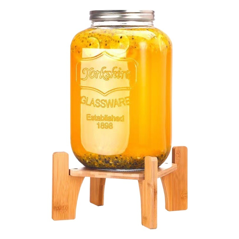 Celebridad de Internet de gran capacidad de vidrio comercial fruta barril de coque Fábrica directa jugo tarro enzima barril bebida barril con grifo