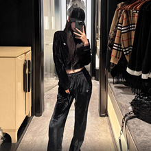 SMFK流浪丝绒训练夹克/长裤CG012B/P0008B明星同款黑色运动套装