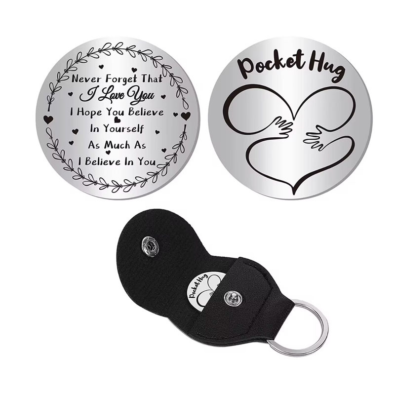 Un poco de bolsillo abrazo de bolsillo Hug token llavero de acero inoxidable familia amigo regalo