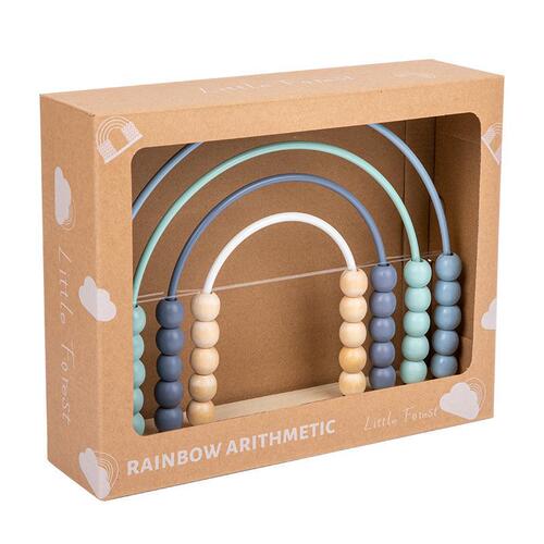 Children's Wooden Rainbow Calculation Rack Kindergarten Colorful Arithmetic Rack Early Education Bead Wrapping Bead Educational Wooden Toy