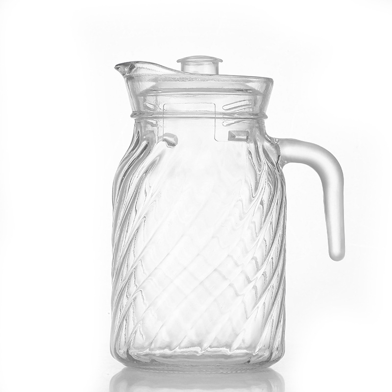 Los fabricantes venden directamente jarras de agua fría de vidrio de calcio sódico de gran capacidad jarras de agua fría transparentes al por mayor de jugos domésticos.