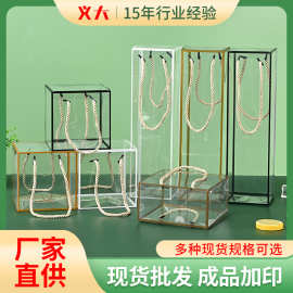 现货透明手提蛋糕盒伴手礼pvc包装盒pp塑料折盒喜糖礼品食品pet盒