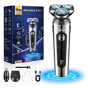 Cross-border 9000 electric shaver floating three-head body washing digital display USB rechargeable shaving knife manufacturers